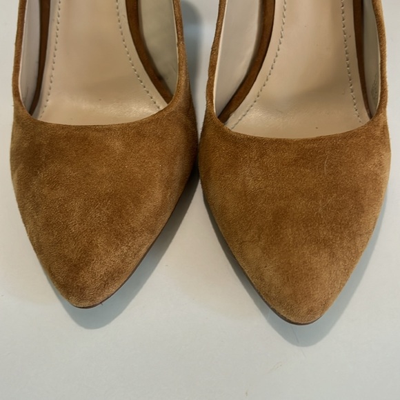 BCBGeneration PL Clarice x camel tan suede stacked 4” heel point toe sz 10 - Picture 12 of 13